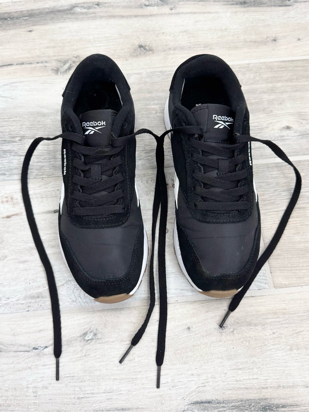 Reebok Women’s Classic Black White Suede Running Casual Sneakers